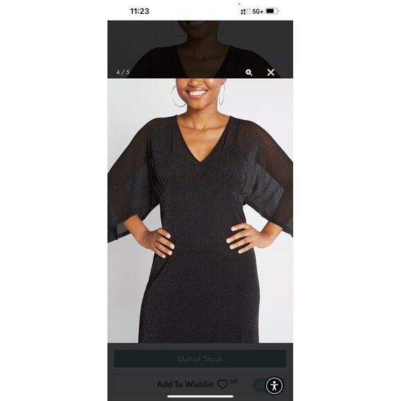 ModCloth Dress Size S Promised You Heaven Mesh Midi Shimmer Mesh Batwing Sleeves - Picture 4 of 9